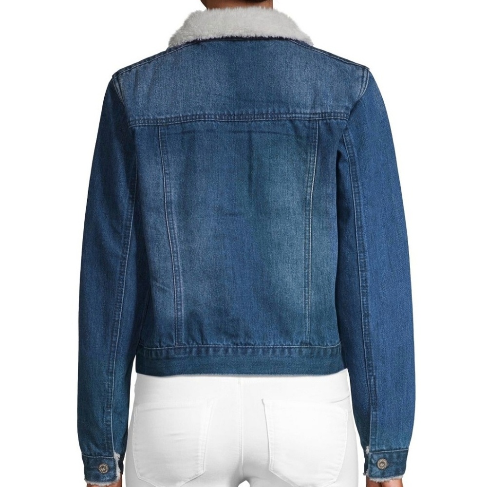 C&C California Faux Shearling Collar Denim Jacket - Picture 3 of 7